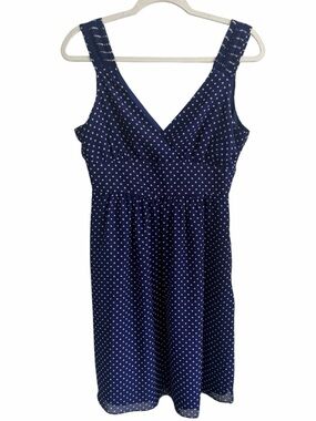 GAP Navy White Polka Dot Fit and Flare Sleeveless Mini Dress size 6‎